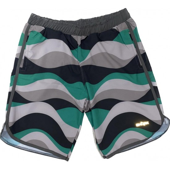 BERMUDA ESPORTIVA SHARK - CINZA/VERDE/PRETO